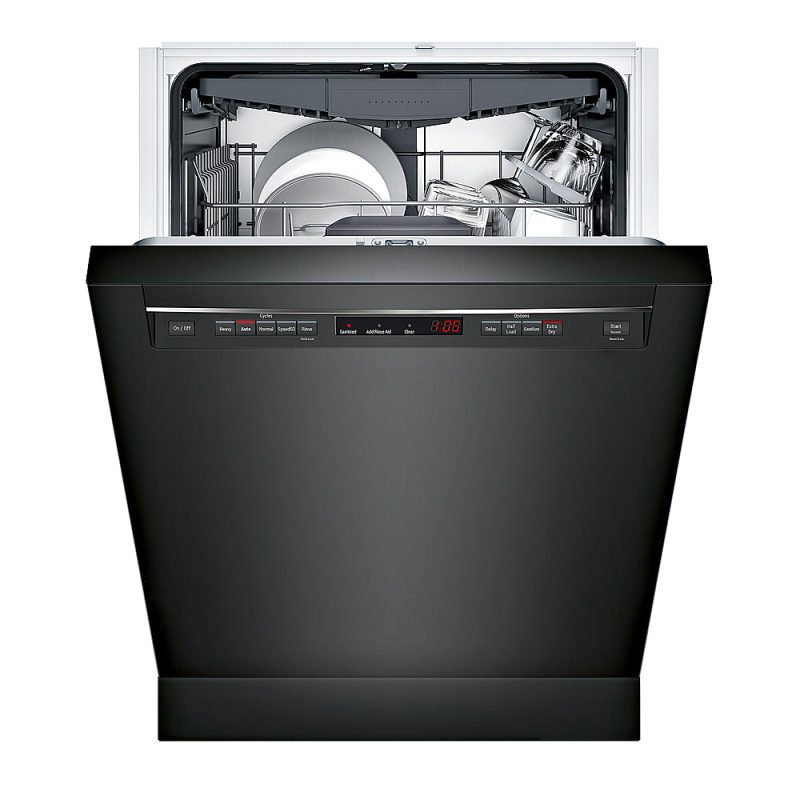 Bosch - 300 Series 24" Recessed Handle Dishwasher with Stainless Steel Tub - Black - Image 4