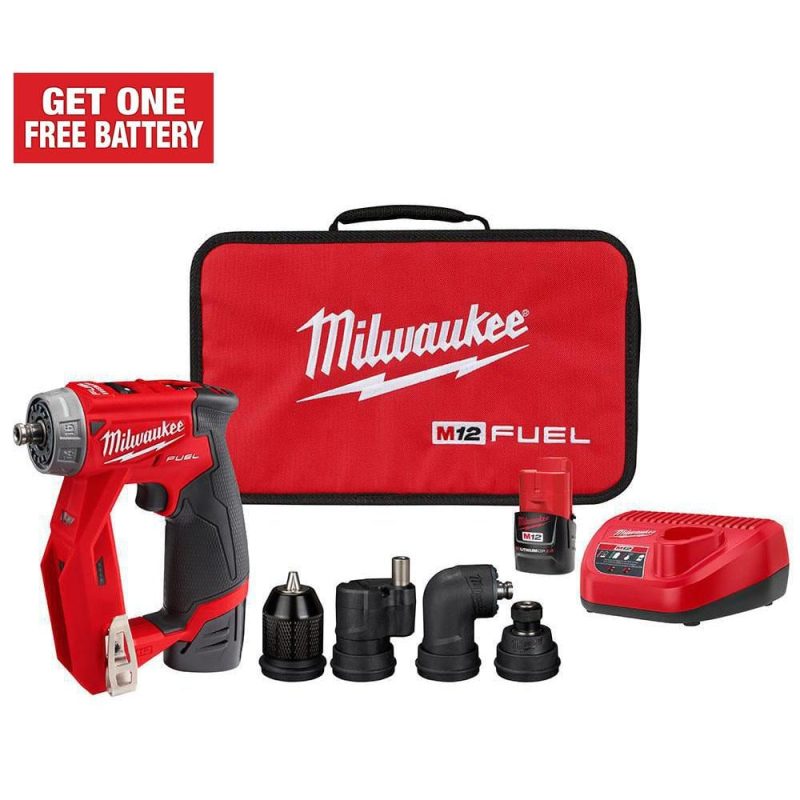 M12 FUEL 12V Lithium-Ion Brushless Cordless 4-in-1 Installation 3/8 in. Drill Driver Kit with 4-Tool Heads 2505-22