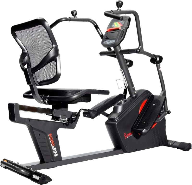 Sunny Health & Fitness Electromagnetic Recumbent Cross Trainer Exercise Elliptical Bike w/Arm Exercisers, Easy Access Seat & Exclusive SunnyFit® App Enhanced Bluetooth Connectivity - SF-RBE4886SMART… - Image 7