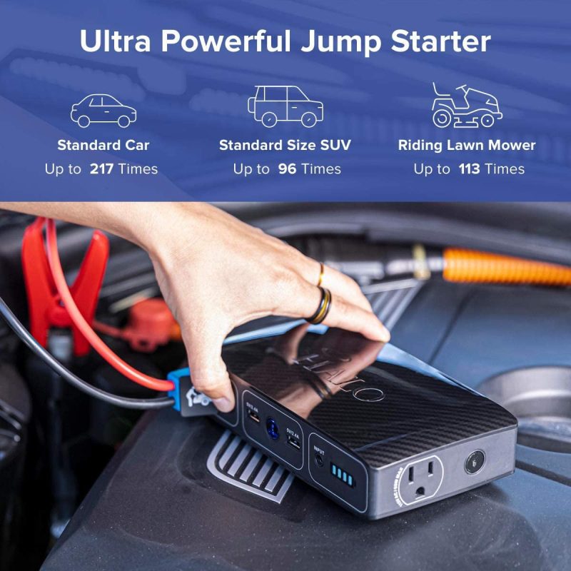 HALO Bolt 58830 mWh Portable Phone Laptop Charger Car Jump Starter with AC Outlet and Car Charger - Wood Grain - Image 2