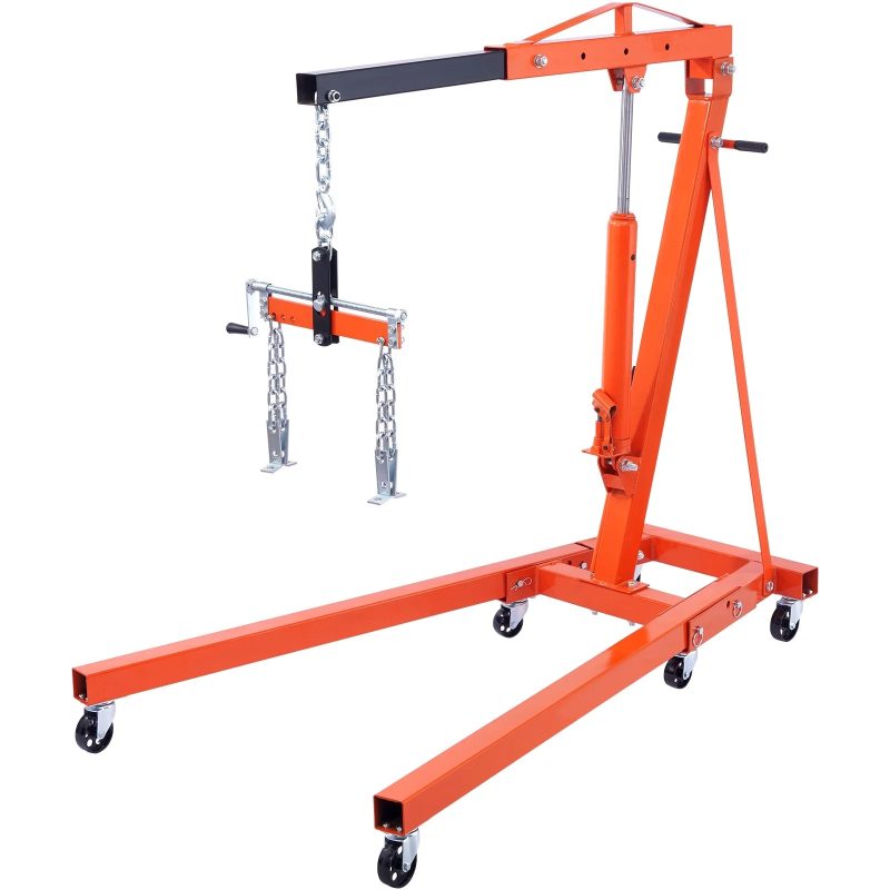 BENTISM 2T Folding Engine Crane Engine Hoist with Level 4400 lbs/2 ton Heavy-Duty Cherry Picker Shop Crane Oldable Engine Crane