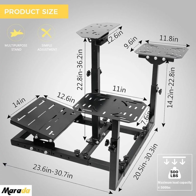 Marada Flight Simulator Cockpit Racing Wheel Stand Adjustable Fit for Thrustmaster HOTAS Warthog - Image 4