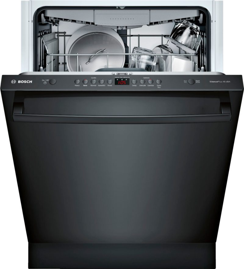 Bosch - 100 Series 24" Top Control Built-In Dishwasher with Hybrid Stainless Steel Tub - Black - Image 2