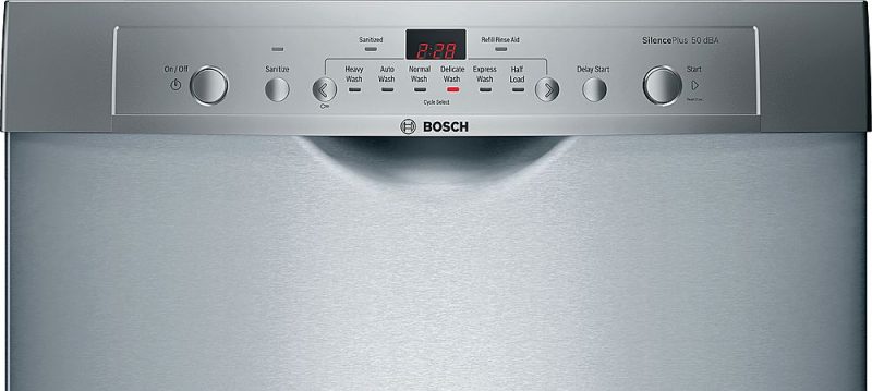 Bosch - 100 Series 24" Front Control Tall Tub Built-In Dishwasher with Stainless-Steel Tub - Stainless steel - Image 8