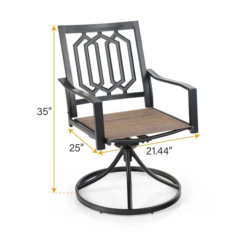 Sophia & William Outdoor Patio Swivel Dining Chair - Textilene - Set of 2 - Image 3