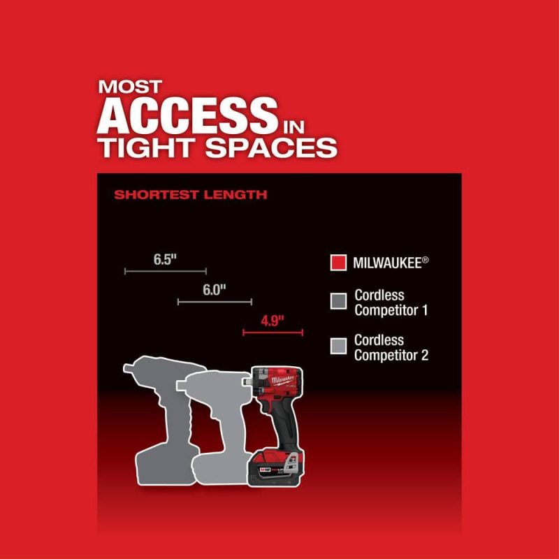 M18 FUEL GEN-3 18V Lithium-Ion Brushless Cordless 1/2 in. Compact Impact Wrench with Friction Ring (Tool-Only) 2855-20 - Image 4