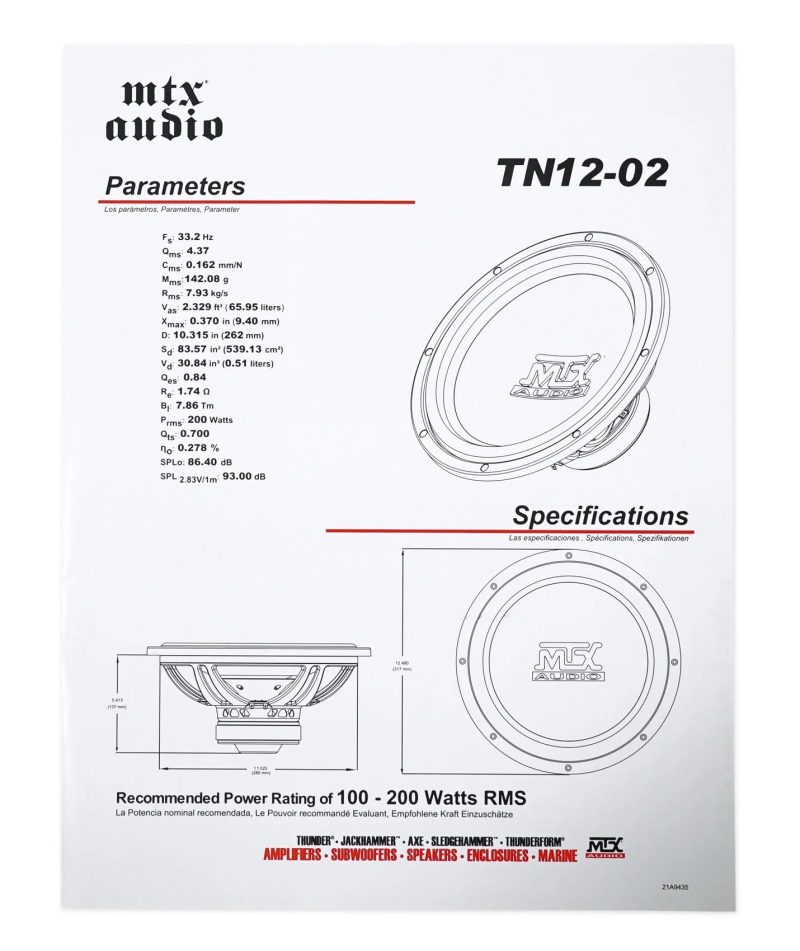 MTX Terminator TN12-02 12” 400 Watt Car Audio Subwoofer+Sealed Sub Box Enclosure - Image 7