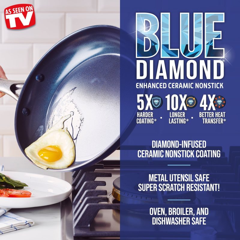 Blue Diamond 20-Piece Ceramic Nonstick Cookware Set - Image 3