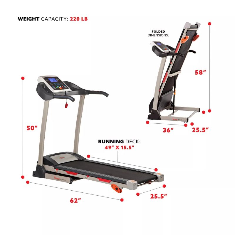 Sunny Health and Fitness Treadmill (SF-T4400) - Image 6