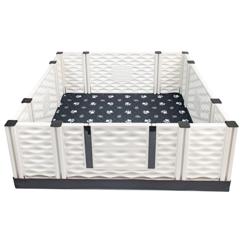 EZclassic 48 x48 Puppy Dog Whelping Box Playpen w/Rails & Liner, Gray(Open Box) - Image 2