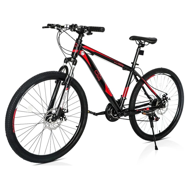 CamPingSurvivals 26" Lightweight Explorer Mountain Bike, for Men and Women Exercise Fitness, 21-Speed, Red/Black