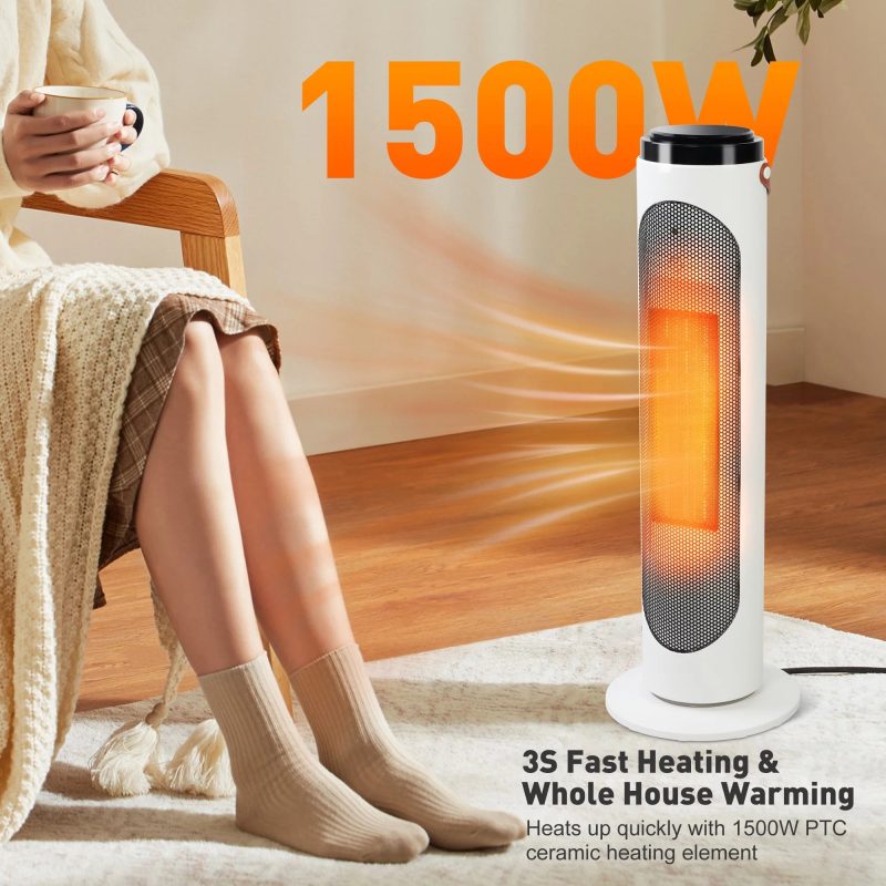 Space Heaters with 1500W PTC Oscillating Ceramic Heaters and Remote, 24h Timer for Office Room Indoor Use - Image 4