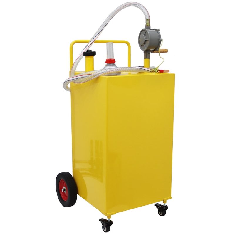 PreAsion 30 Gallon Portable Gas Caddy Fuel Storage Tank Oil Transfer Fuel Storage Tank 30 Gallon with Wheel