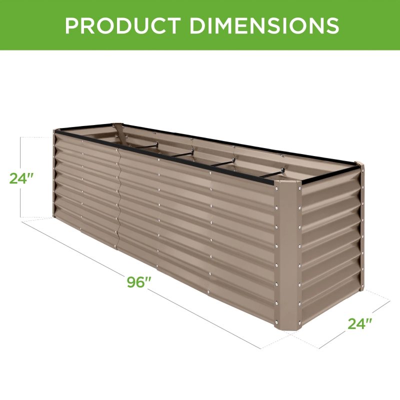 Best Choice Products 8x2x2ft Outdoor Metal Raised Garden Bed, Planter Box for Vegetables, Flowers, Herbs - Taupe - Image 7