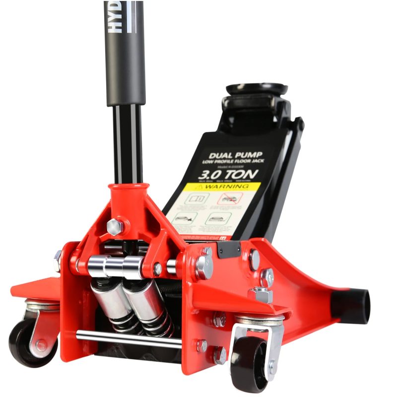 Low Profile Floor Jack, Seizeen 3 Ton(6600 lbs) Trolley Jack Dual Lift Pump, Quick Lift 3-3/10" - 18-4/20", Heavy-Duty Steel Jack with 45''L Extended Handle, Car Jack w/Wheels, Rubber Saddle, Red - Image 7