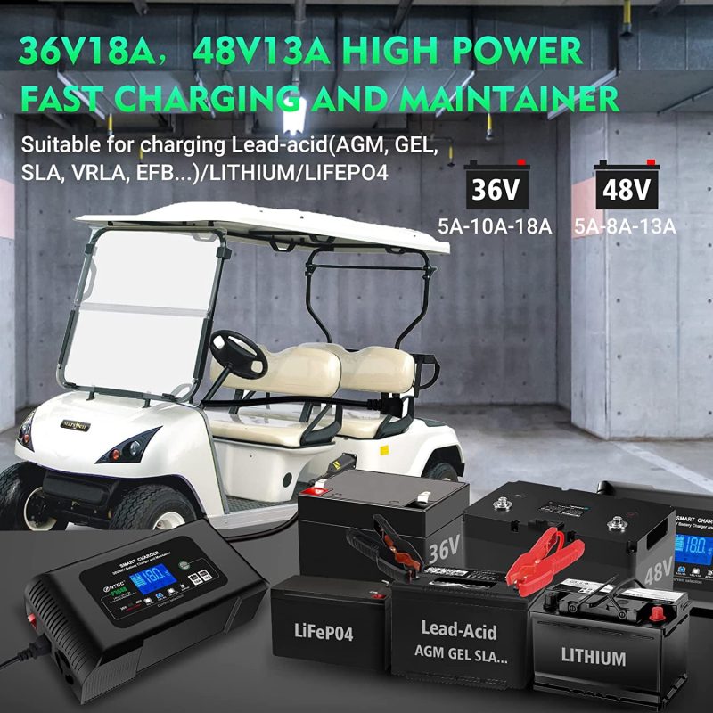 HTRC 36V/48V Golf Cart Charger 18-Amp Smart Charger, Golf Car Battery Charger,Trickle Charger - Image 2