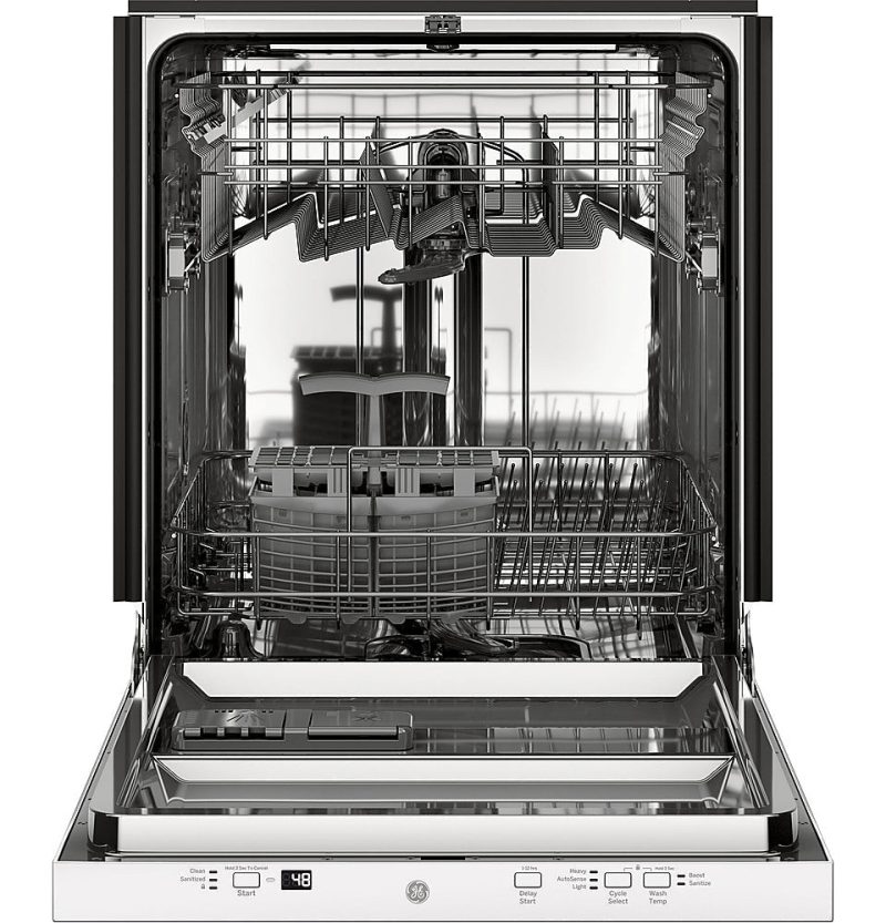 GE - 24" Top Control Built-In Dishwasher with Autosense Cycle, Piranha Food Disposer; 51 dBA - White