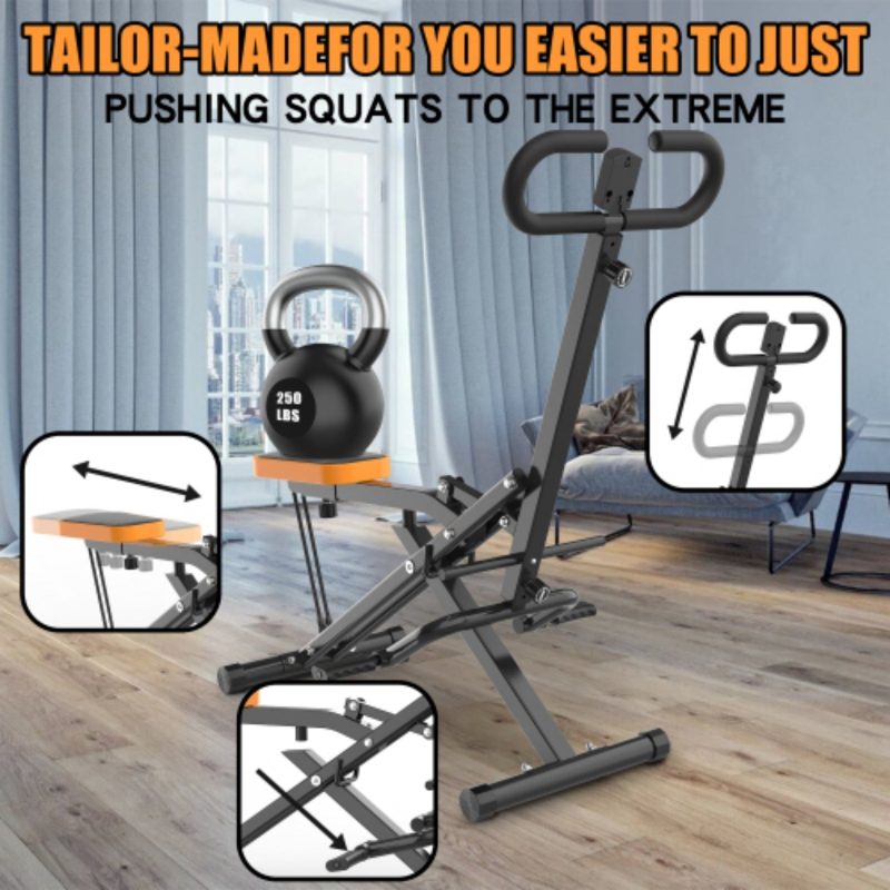 Hiii Squat Machine for Home, Assist Trainer for Glutes Workout Foldable with Resistance Bands, for Botty Glutes Butt Thighs, Ab Back/Leg Press Hip Thrust for Home Gym Fitness-Black - Image 6