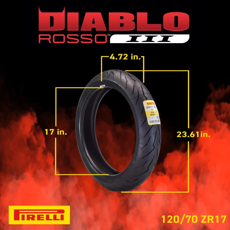 Pirelli Diablo Rosso III 120/70ZR17 Front & 240/45 ZR17 Rear Tire with Keychain - Image 3