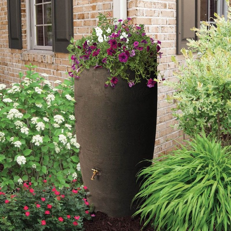 Algreen Athena 80 Gallon Rain Water Collection Drum Barrel, Brownstone (2 Pack) - Image 3