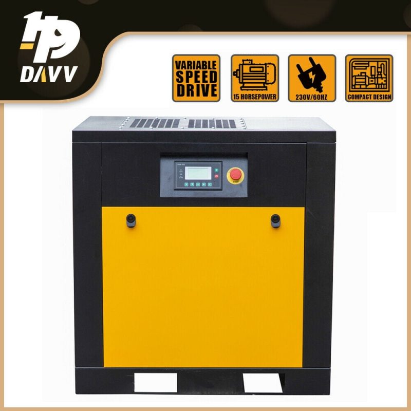 230V Variable Frequency 15HP Rotary Screw Air Compressor 57cfm 3PH W/Oil Filter - Image 2