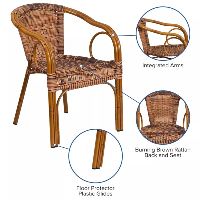 Flash Furniture Cadiz Rattan Restaurant Patio Chair - Image 6