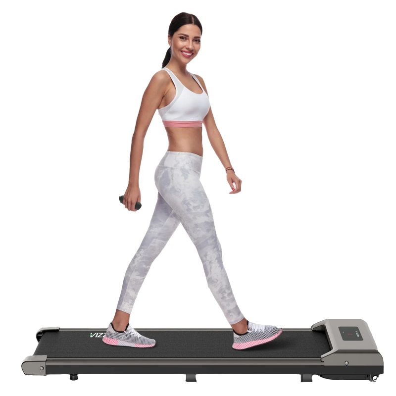 Bigzzia Under Desk Treadmill, 2.5HP Installation-Free Portable Treadmill Running Machine, 6.25MPH, Treadmill with LED Display and Wireless Remote Control for Home/Office, 265 Lb Capacity