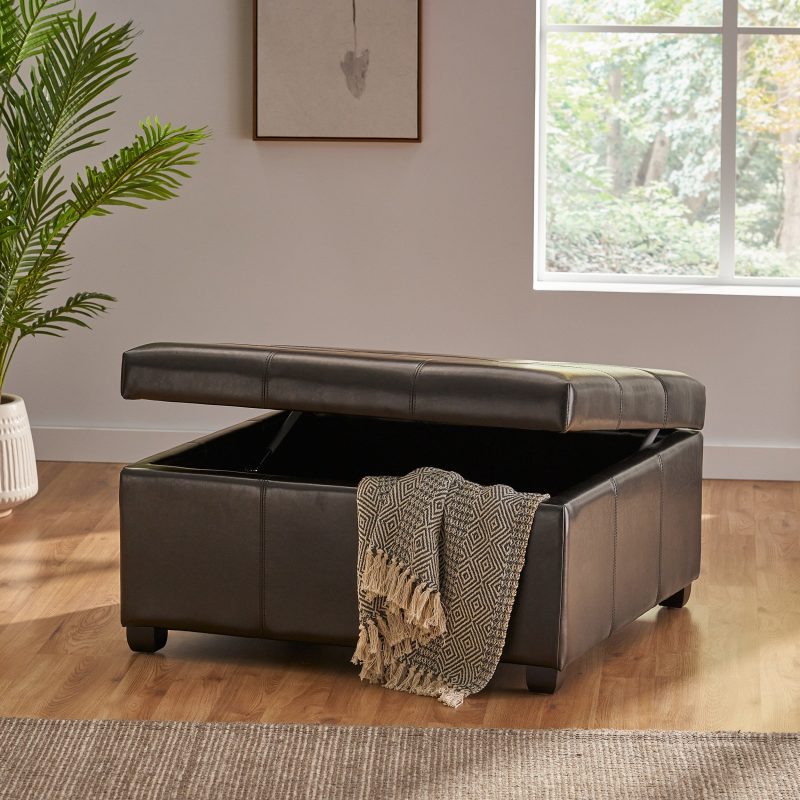 Carlyle Leather Storage Ottoman Coffee Table - Image 2