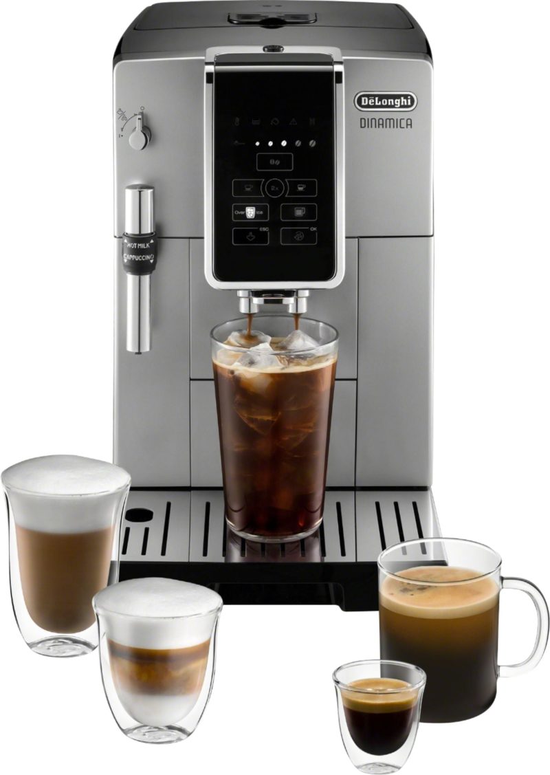 De'Longhi - Dinamica TrueBrew Over Ice Fully Automatic Coffee and Espresso Machine- Chrome and Black - Image 7