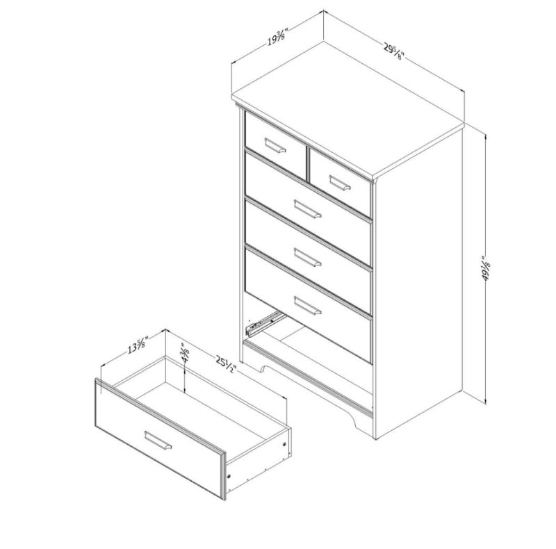 South Shore Versa 5-Drawer Chest, Gray - Image 2