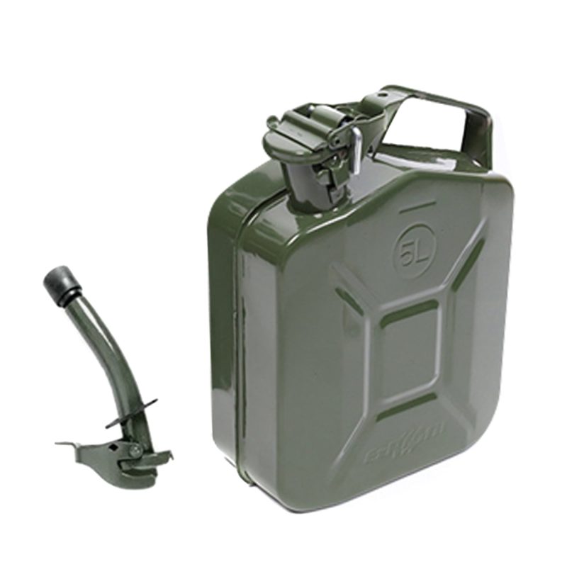 MoreChioce 5L Green Metal Jerry Can Store Container with Fixed Spout for Petrol Oil Water Alcohol - Image 3