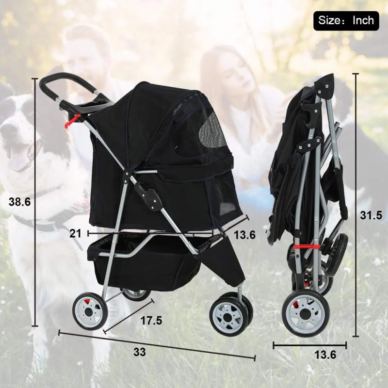 Bestpet Pet Stroller, 3 Wheels, Travel Folding Carrier T13 - Image 6