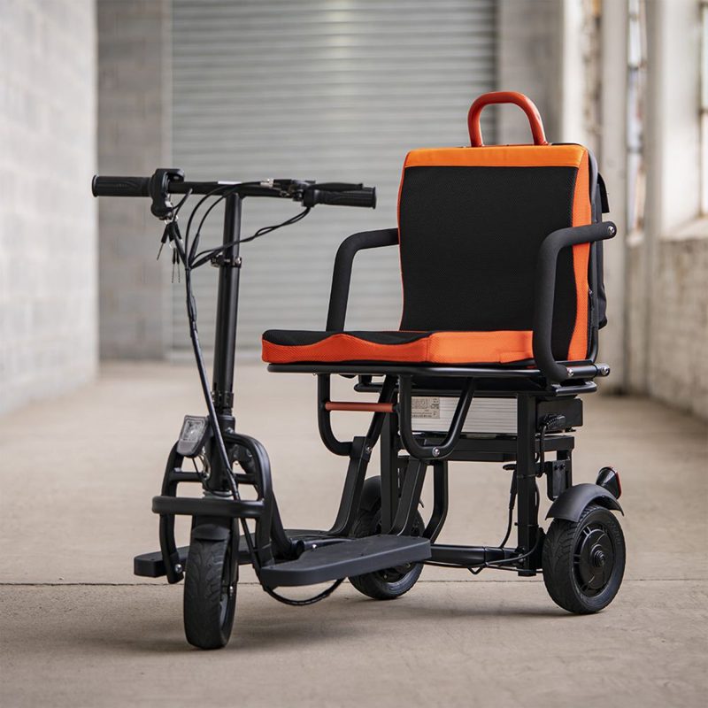 FeatherChair Ezfold Lightweight Electric Power Folding Scooter, Black and Orange - Image 11