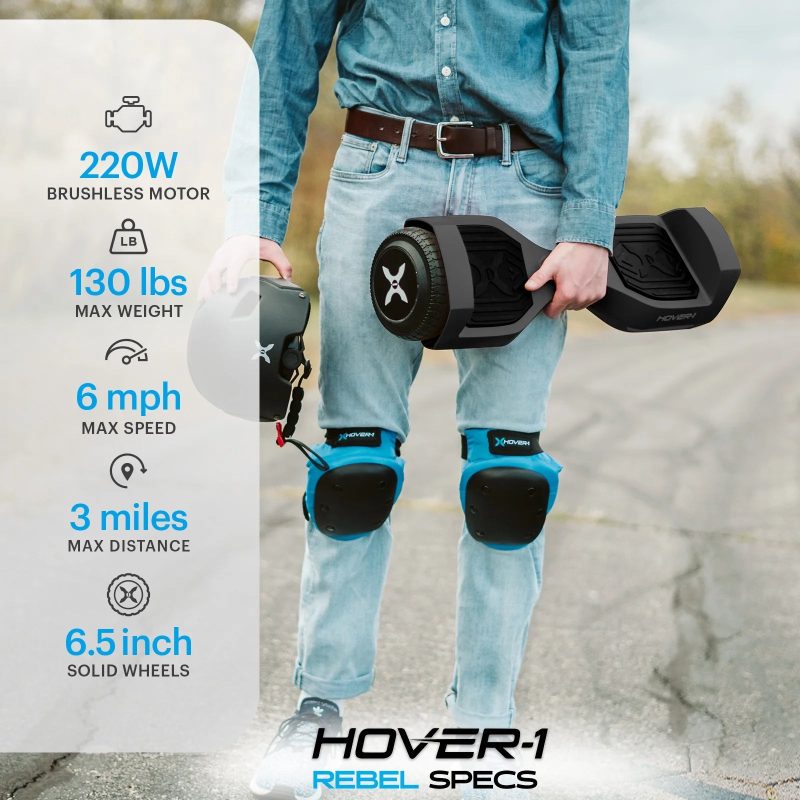 Hover-1 Rebel Kids Hoverboard with LED Headlight, 6 m Max Speed, 130 Lbs. Max Weight, 3 Miles Max Distance - Pink Zebra - Image 2