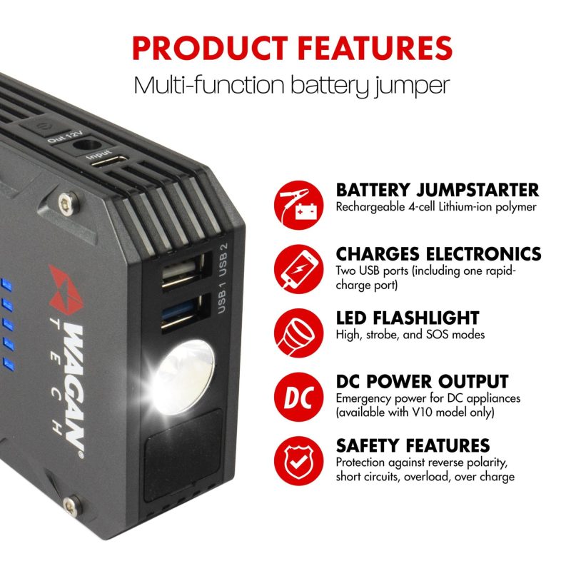 Wagan EL7507 Jump Starter iOnBoost V8 TORQUE 1000Amp Peak 12V Portable Lithium Car Battery - Image 5