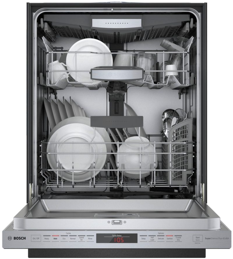 Bosch - 500 Series 24" Top Control Built-In Dishwasher with AutoAir, Stainless Steel Tub, 3rd Rack, 44 dBa - Stainless steel - Image 2