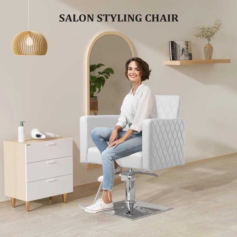 OmySalon Salon Chair for Hair Stylist Wide Seat, Hydraulic Barber Chair with Aluminium Alloy Footrest, Pink Hair Salon Chair Styling Heavy Duty, Beauty Spa Cosmetology Shampoo Hairdressing Equipment - Image 7