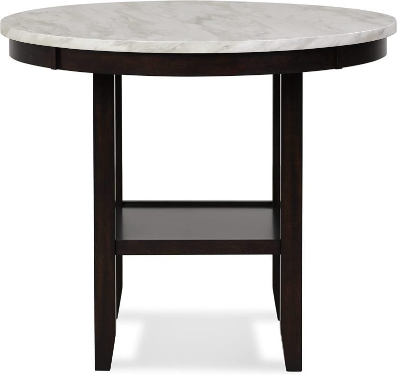 New Classic Furniture Celeste 5-Piece Faux Marble Round Counter Set with 1 Table and 4 Chairs, 42-Inch, Grey - Image 4