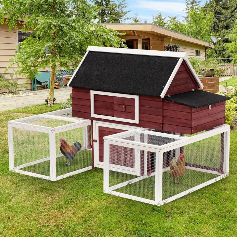 Pawhut Wooden Customizable Backyard Chicken Coop With Nesting Box and Runs, 114" - Image 2