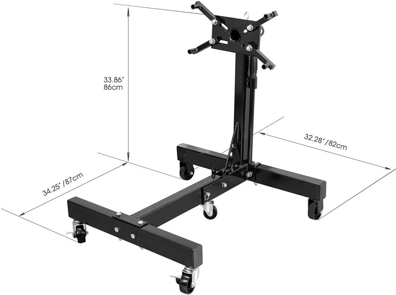 Torin DT26801B Steel Rotating Engine Stand with 360 Degree Rotating Head and Folding Frame: 3/4 Ton (1,500 lb) Capacity, Black - Image 2