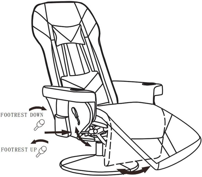 King Throne Ergonomic Gaming Chair, High Back Video Racing Chair, Swivel Recliner Chair with Footrest, Adjustable Backrest, Headrest, Lumbar Support, Cupholders, Black White - Image 8