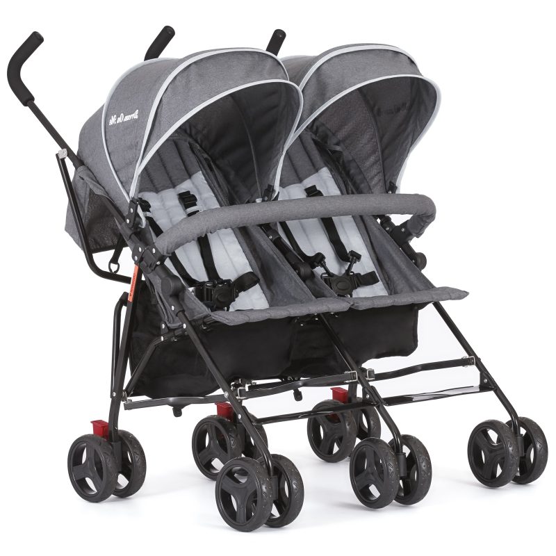 Dream On Me Volgo Twin Umbrella Stroller, Dark and Light Grey