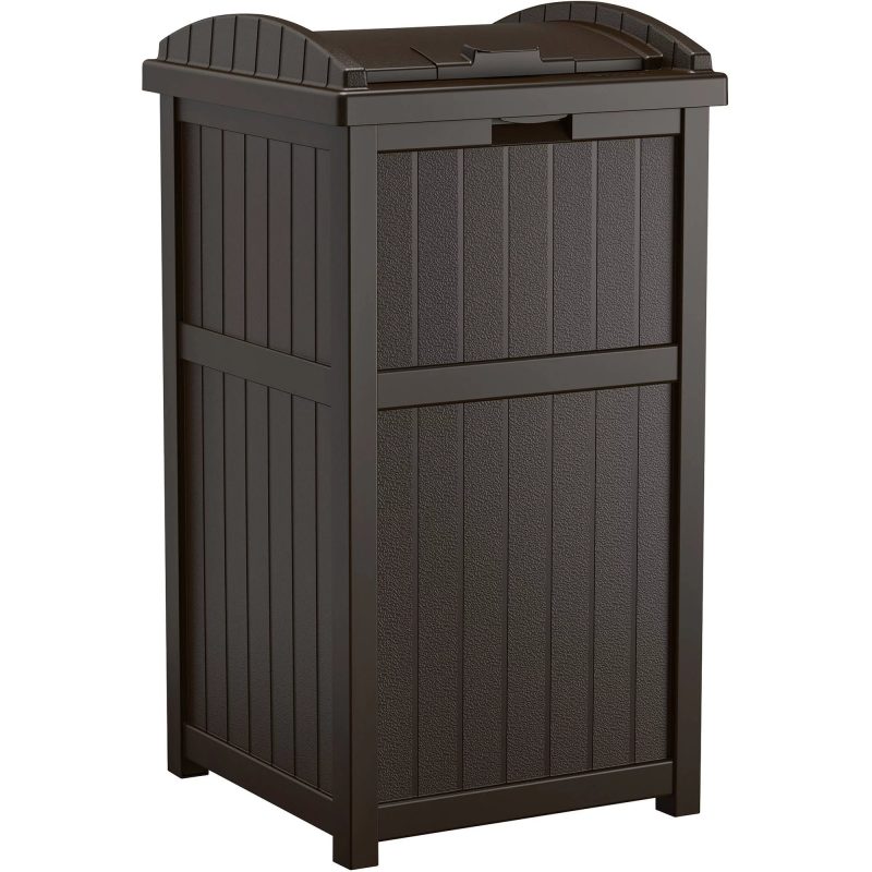 Suncast GH1732J Trashcan Hideaway Outdoor Garbage Waste Bin， Java， 33 Gallon