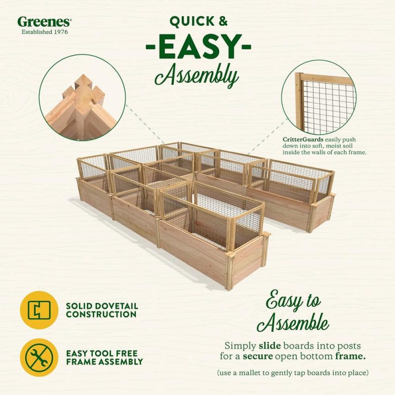 Greenes Fence 8 ft. x 12 ft. x 16.5 in. Premium Cedar U-Shaped Raised Garden Bed with CritterGuard Fencing RCUSB8X12CG - Image 4