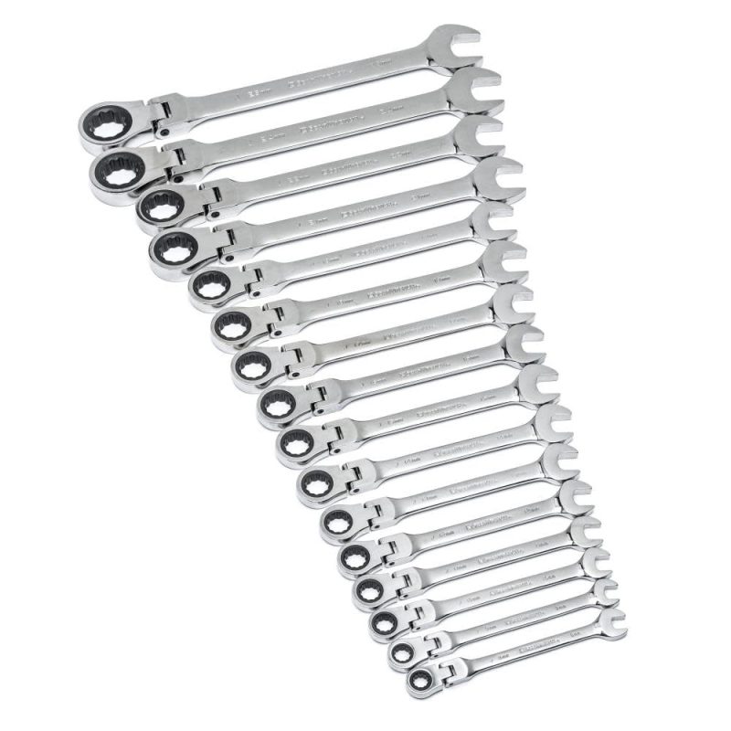 GearWrench 9902D 16-Piece Metric Flex-Head Combination Ratcheting Wrench Set - Image 5