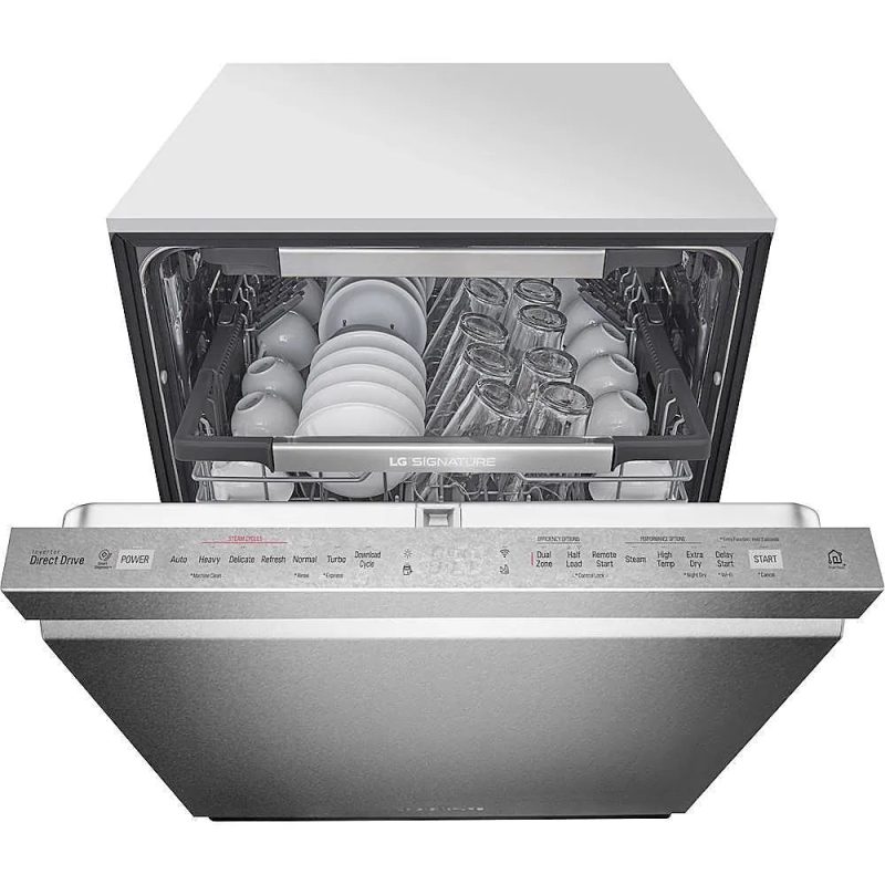 LG - SIGNATURE Top Control Built-In Dishwasher with Stainless Steel Tub, TrueSteam, 3rd Rack, 38dBA - Textured steel - Image 5