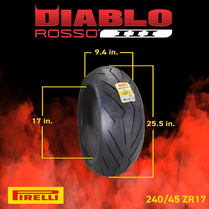 Pirelli Diablo Rosso III 120/70ZR17 Front & 240/45 ZR17 Rear Tire with Keychain - Image 2