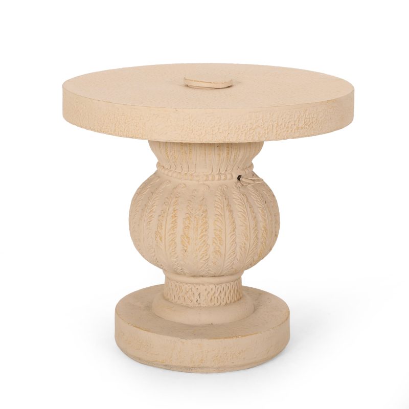 Speakes Outdoor Cast Stone Umbrella Holder Side Table