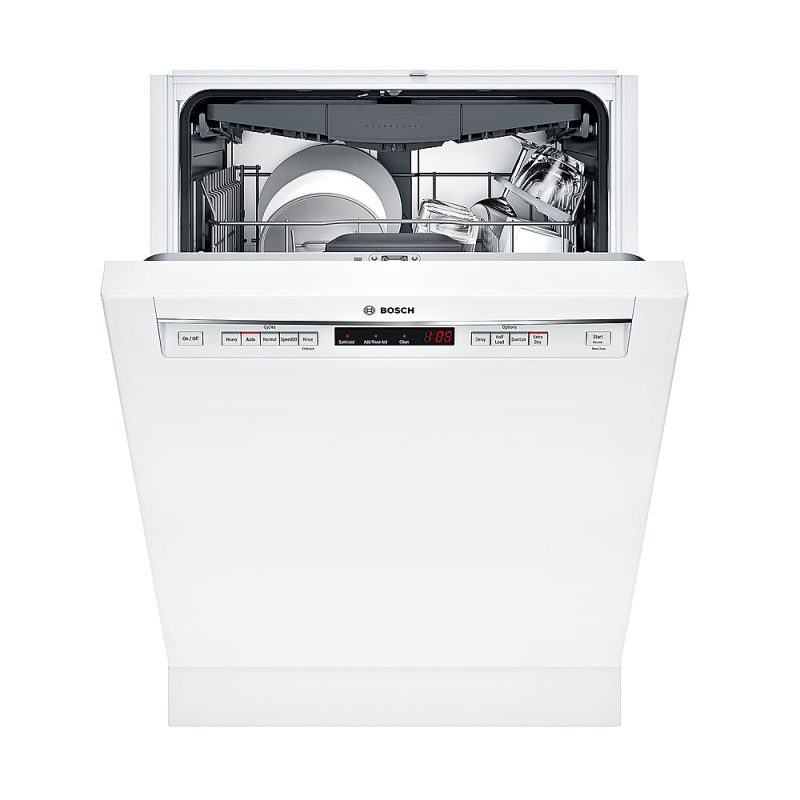 Bosch - 300 Series 24" Recessed Handle Dishwasher with Stainless Steel Tub - White - Image 4