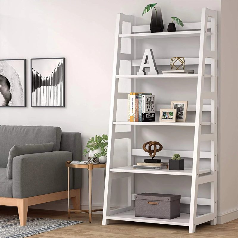 5-Tier Ladder Bookshelf Bookcase, 5 Shelf Ladder Shelves for Living Room Home Office - Image 3